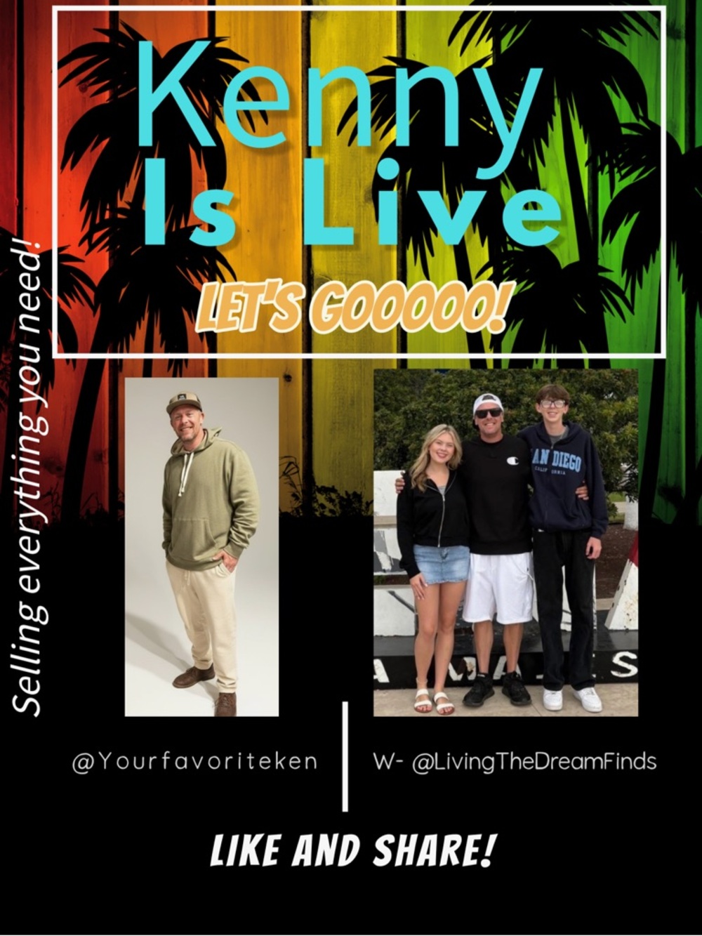 Kenny Is Live Graphic Poster - Bright Rainbow Palm Design - Picture 1 of 1